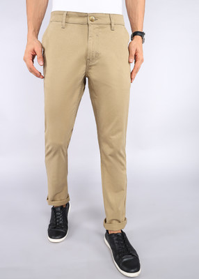 WROGN Slim Fit Men Beige Trousers