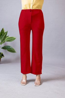 High Glitz Regular Fit Women Red Trousers
