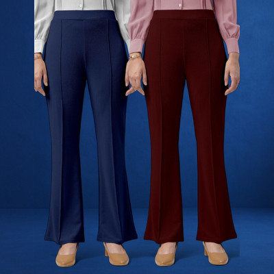 jenile stoor Regular Fit Women Dark Blue, Maroon Trousers