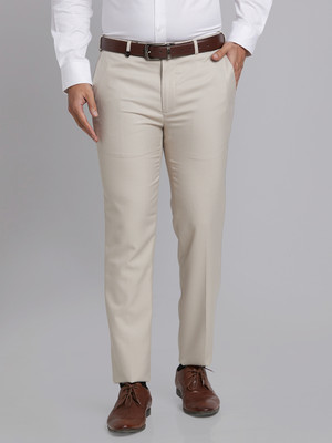 PARK AVENUE Slim Fit Men Beige Trousers