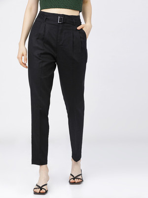 Tokyo Talkies Tapered Women Black Trousers