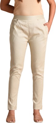 SavyTrendz Regular Fit Women Cream Trousers