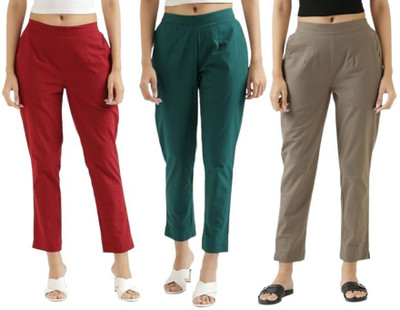 Dexus Regular Fit Women Maroon, Green, Grey Trousers
