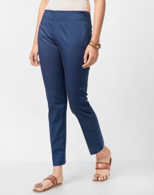 Fabindia Slim Fit Women Blue Trousers