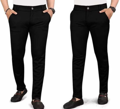 JSGARMENT Regular Fit Men Black Trousers