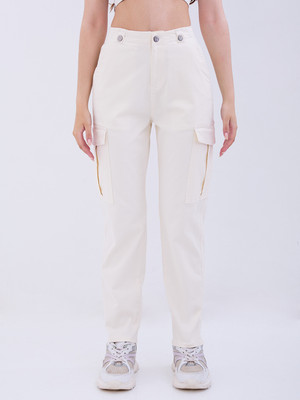 Spykar Loose Fit Women White Trousers