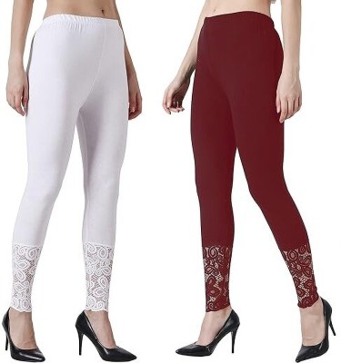 samar Relaxed Women White, Maroon Trousers