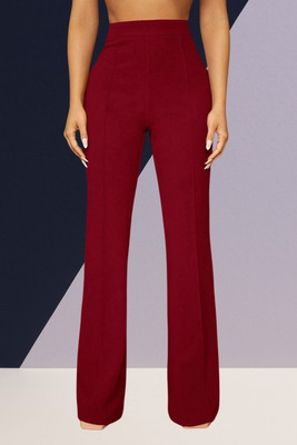 AKOTTY Comfort Fit, Regular Fit Women Maroon Trousers