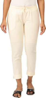 i TEX Regular Fit Women Cream Trousers
