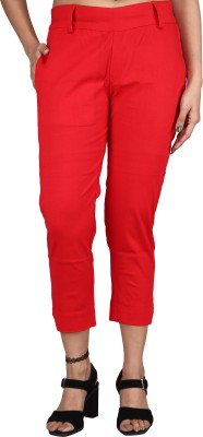 WILDGLOW Slim Fit Women Red Trousers