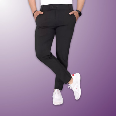 GIBBONTE Slim Fit Men Black Trousers