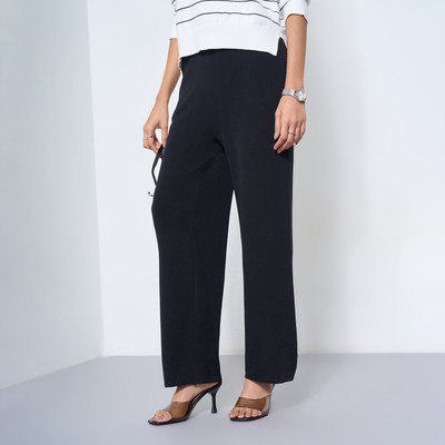 Annabelle by Pantaloons Straight Fit Women Black Trousers