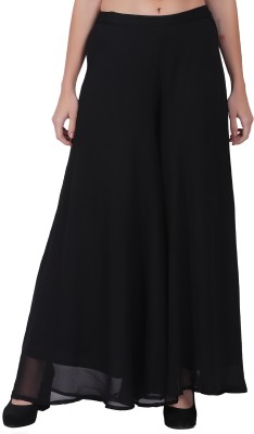 FIRST ARRIVAL Flared Women Black Trousers