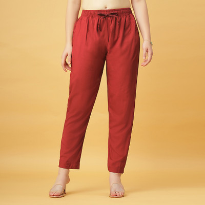 GANIX FASHION THAT DEFINE YOU Regular Fit Women Maroon Trousers