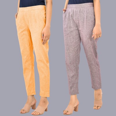 QuaClo Regular Fit Women Orange, Purple Trousers