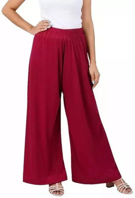RUFFLETECH Flared Women Maroon Trousers