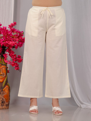 Aramya Comfort Fit Women White Trousers