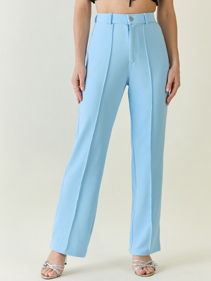 AAYU Regular Fit Women Light Blue Trousers