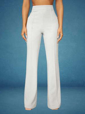 HouseOfCommon Comfort Fit, Regular Fit Women White Trousers