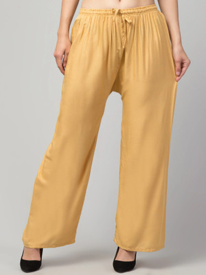 VS Plazzo Loose Fit Women Yellow Trousers