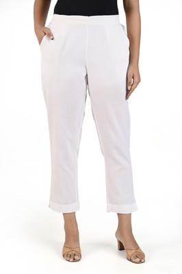 Oxinexx Regular Fit Women White Trousers