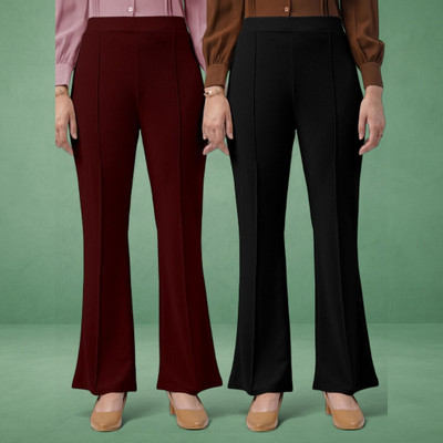 nitafashion Loose Fit Women Maroon, Black Trousers
