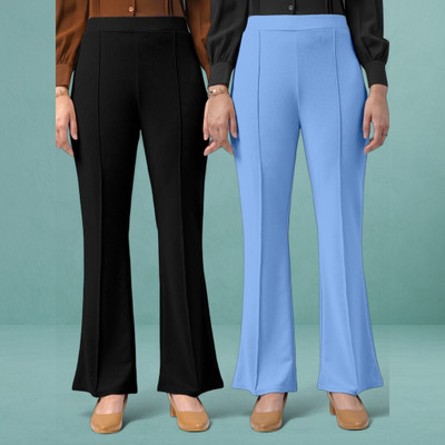 Anitafashion Loose Fit Women Black, Light Blue Trousers