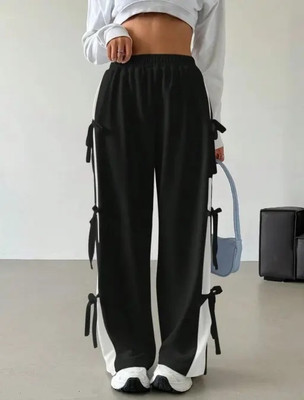 farukhi creation Loose Fit Women Black Trousers