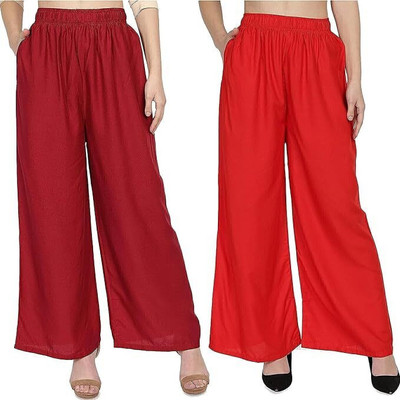 MOKSH Regular Fit Women Maroon, Red Trousers