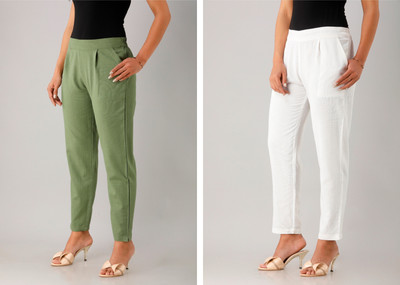Alexa Eva Regular Fit Women White, Green Trousers