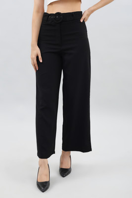 MEOREX Regular Fit Women Black Trousers