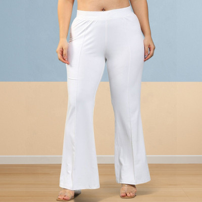 HASTIVOUGE Loose Fit Women White Trousers