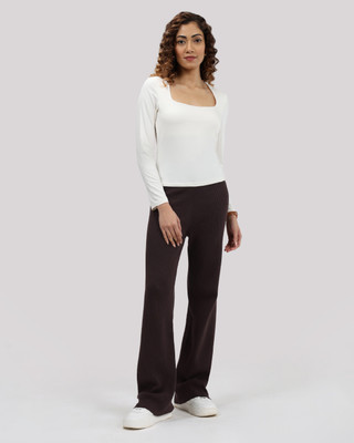 BlissClub Move All Day Ribbed Pants - Tall Women Brown Trousers