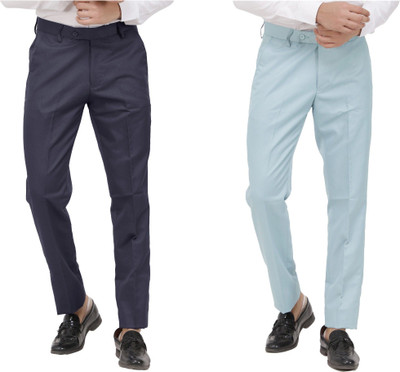 LAHSUAK Regular Fit Men Grey, Light Blue Trousers