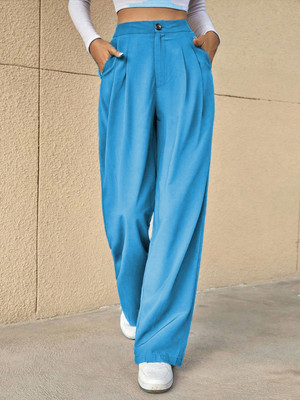 KOTTY Straight Fit Women Light Blue Trousers