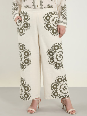 Vero Moda Curve Flared Women Beige Trousers