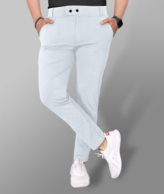 SoftStretch Regular Fit, Comfort Fit Men White Trousers