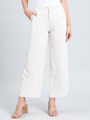 GO COLORS Relaxed Women White Trousers