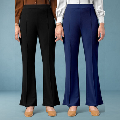 jenile stoor Loose Fit Women Black, Dark Blue Trousers