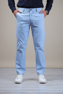 Reputed Regular Fit Men Light Blue Trousers