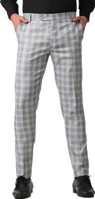SYLZON Regular Fit Men White, Grey Trousers