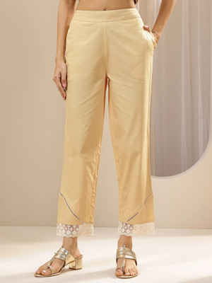 LIBAS Straight Fit Women Beige Trousers