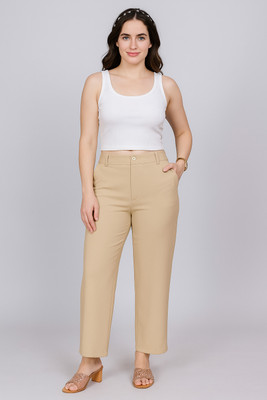 NUCLOTHS Regular Fit Women Beige Trousers