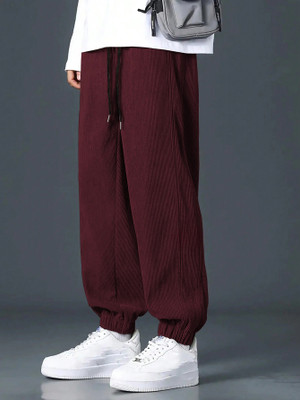 Leriya Fashion Solid Men Red Track Pants
