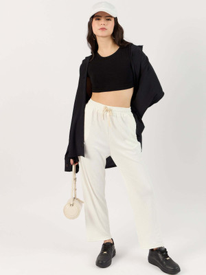OUTZIDR Relaxed Women White Trousers