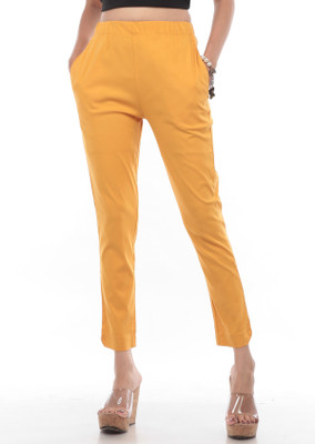 TRUELADY Regular Fit Women Yellow Trousers