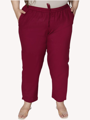AAVONI Regular Fit Women Maroon Trousers