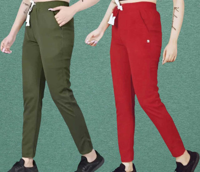 Retailmart Straight Fit Women Green, Maroon Trousers