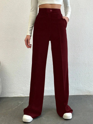 TESSORA Regular Fit Women Maroon Trousers