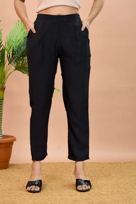 VieApparels Regular Fit Women Black Trousers